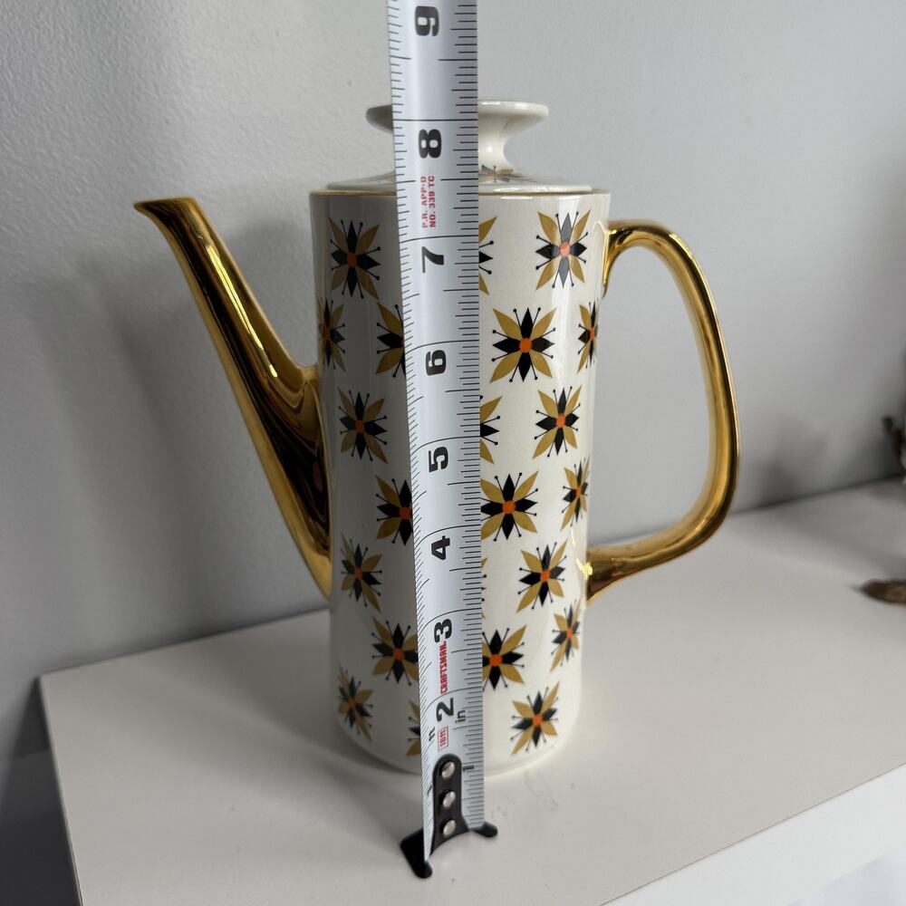 Vintage Arklow Stardust Coffee Pot Teapot Atomic Starburst Gold Gilt Ireland MCM - Picture 10 of 12